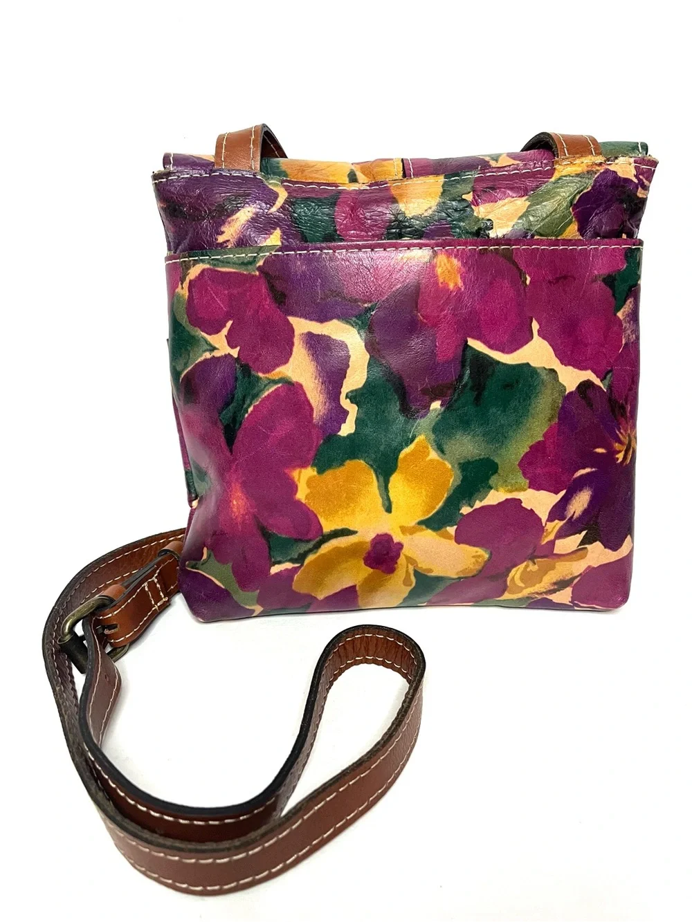 Patricia Nash Granada Crossbody Bag in Blooming Romance Floral Leather Print